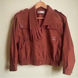 VINTAGE 70s/80s Cropped Faux Suede Rust Jacket